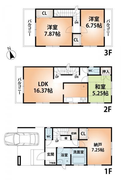 Floor plan. 31,800,000 yen, 4LDK, Land area 74.26 sq m , Building area 103.4 sq m
