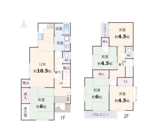 Floor plan. 25,800,000 yen, 5LDK, Land area 100.22 sq m , Building area 90.72 sq m