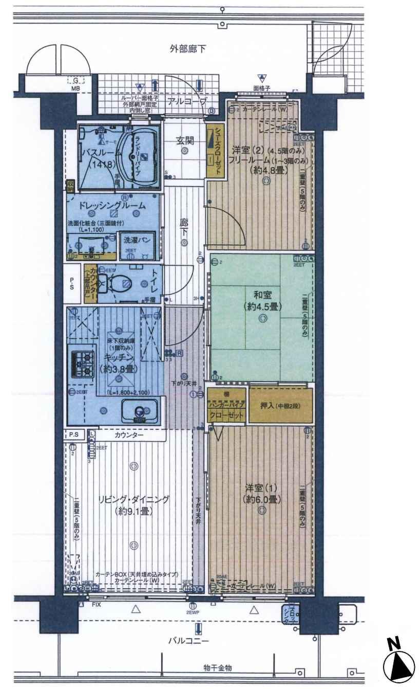 Floor plan. 3LDK, Price 26,800,000 yen, Occupied area 62.54 sq m , Balcony area 10.44 sq m