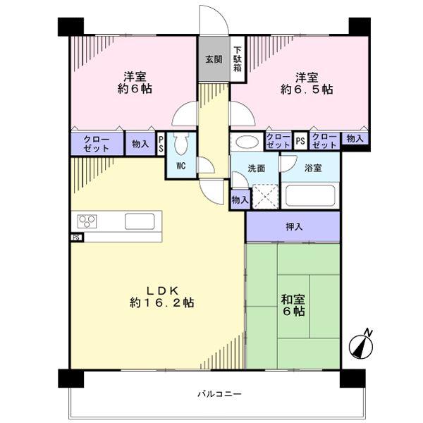 Floor plan. 3LDK, Price 28.5 million yen, Occupied area 75.25 sq m , Balcony area 16.8 sq m