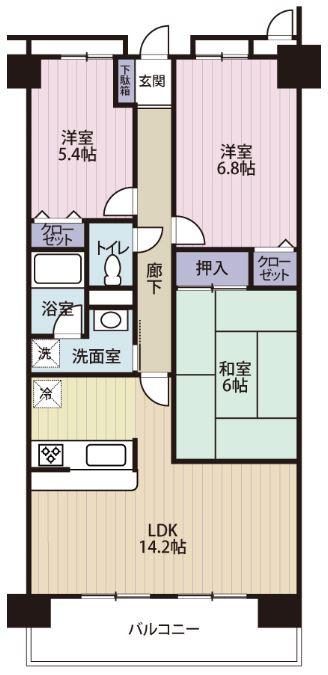 Floor plan. 3LDK, Price 17.8 million yen, Occupied area 70.55 sq m , Balcony area 9.15 sq m
