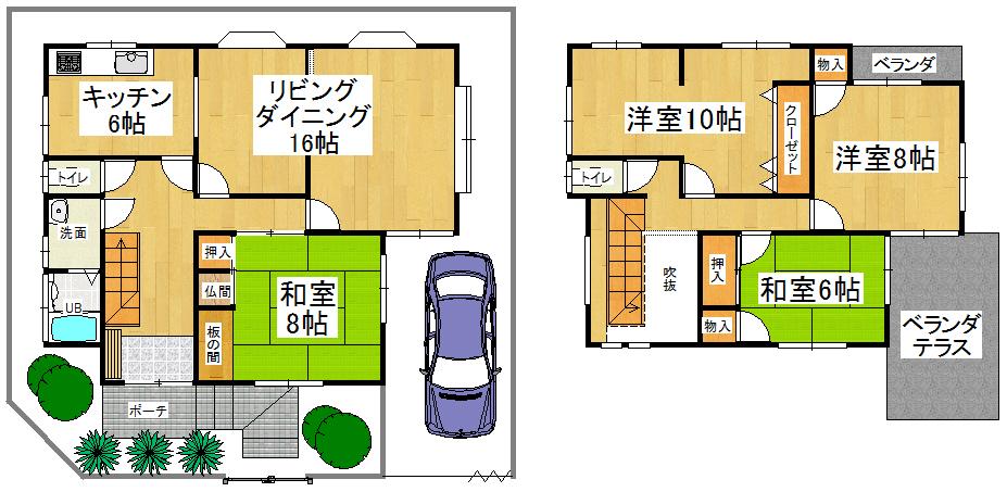 Floor plan. 35,800,000 yen, 4LDK, Land area 129.22 sq m , Building area 125.71 sq m All rooms 6 quires more, Veranda 2 places