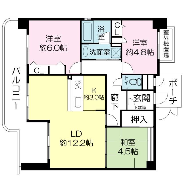Floor plan. 3LDK, Price 27,800,000 yen, Occupied area 70.19 sq m , Balcony area 14.72 sq m