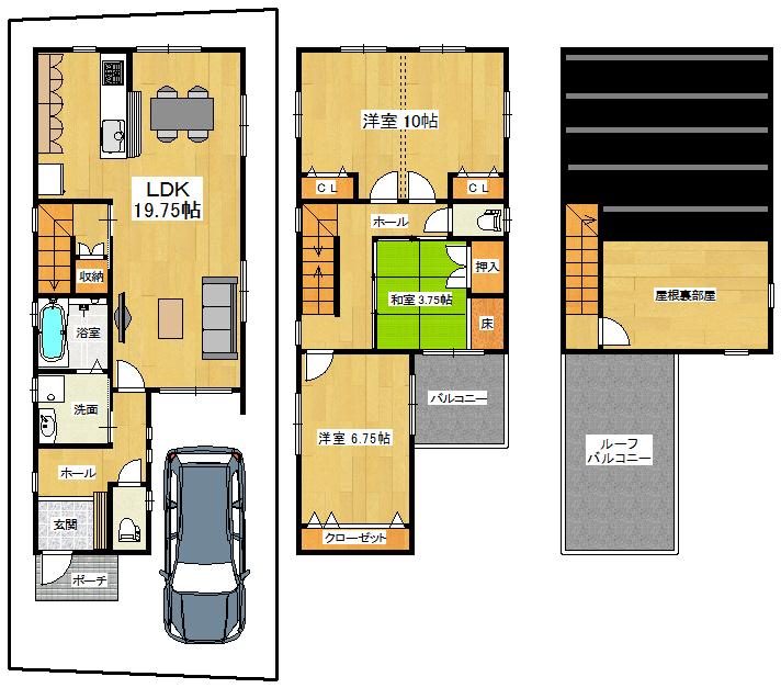 Floor plan. 34,800,000 yen, 4LDK + S (storeroom), Land area 89.27 sq m , Building area 104.18 sq m