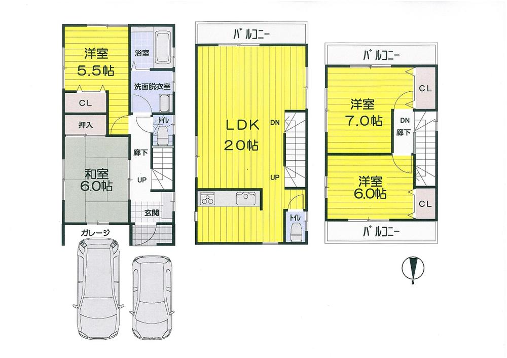 Floor plan. (No. 1 point), Price 34,800,000 yen, 4LDK, Land area 81.24 sq m , Building area 105.98 sq m