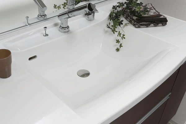 Bathing-wash room.  [Counter-integrated Square bowl] Integrated counter there is no seam of the top plate and bowl. Caring not only has excellent aesthetics is also easy (same specifications)
