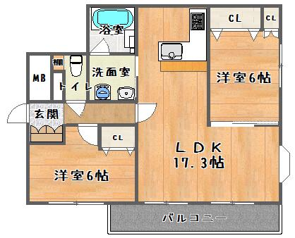 Floor plan. 3LDK, Price 16.8 million yen, Footprint 63 sq m , Balcony area 14.58 sq m
