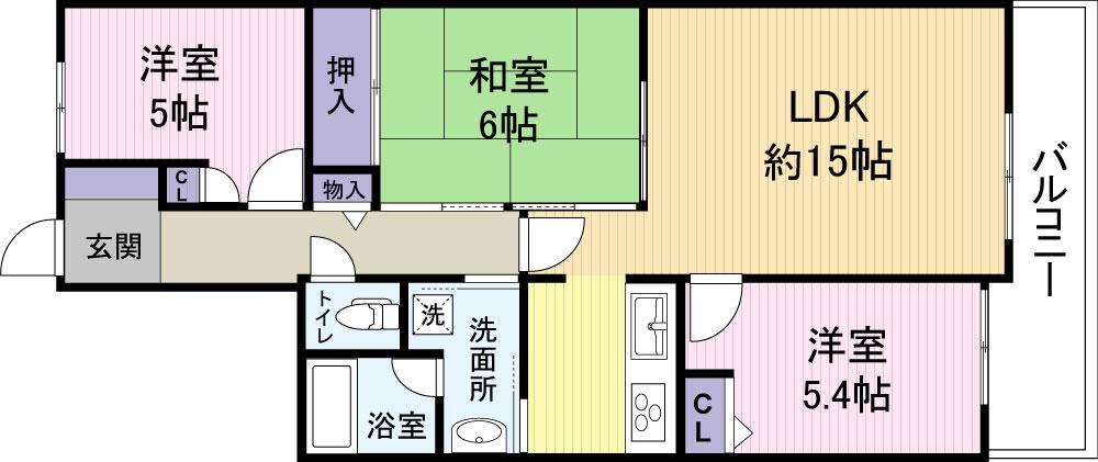 Floor plan. 3LDK, Price 18.3 million yen, Footprint 68.9 sq m , Balcony area 7.24 sq m