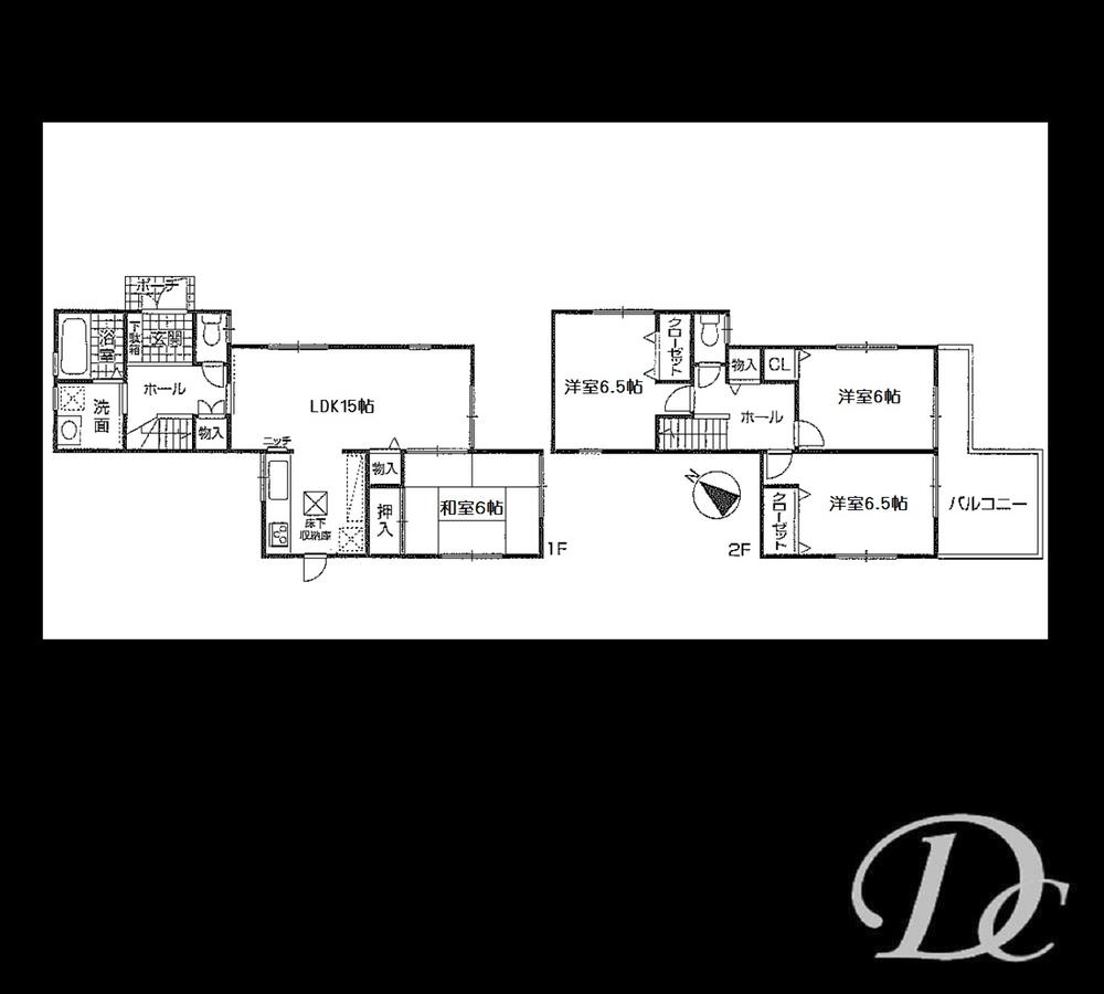 Floor plan. (1 Building), Price 33,800,000 yen, 4LDK, Land area 131.56 sq m , Building area 95.58 sq m