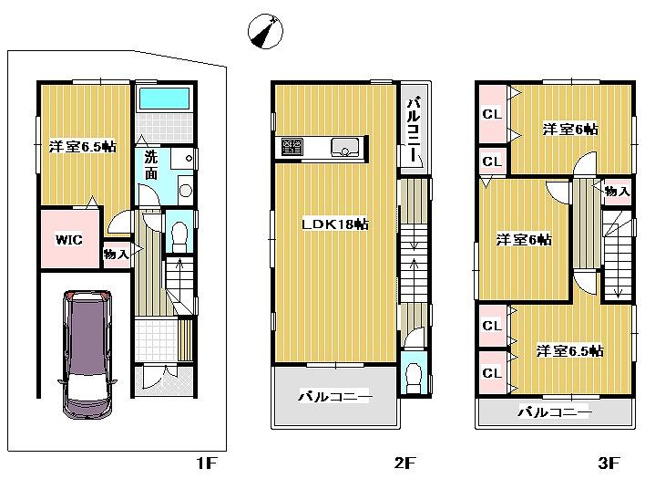 Floor plan. (No. 3 locations), Price 29,800,000 yen, 4LDK, Land area 71.58 sq m , Building area 119.01 sq m