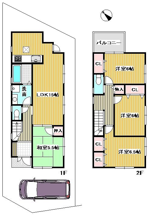 Floor plan. (No. 6 locations), Price 30,800,000 yen, 4LDK, Land area 100.33 sq m , Building area 93.15 sq m