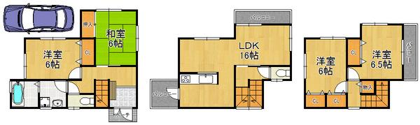 Floor plan. 27,800,000 yen, 4LDK, Land area 112.84 sq m , Plenty of light from the building area 98.21 sq m 3 sided balcony