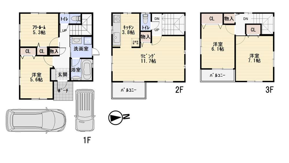 Floor plan. 39,800,000 yen, 3LDK + S (storeroom), Land area 79.51 sq m , With a building area of ​​98.12 sq m storeroom! Storage has been enhanced!