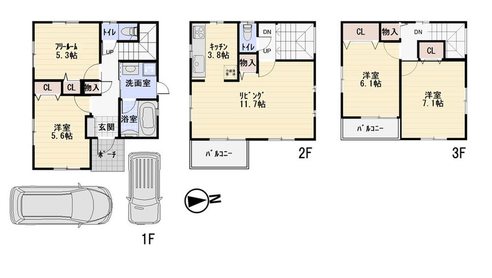 Floor plan. 39,800,000 yen, 3LDK + S (storeroom), Land area 79.51 sq m , With a building area of 98.12 sq m storeroom! Storage has been enhanced!
