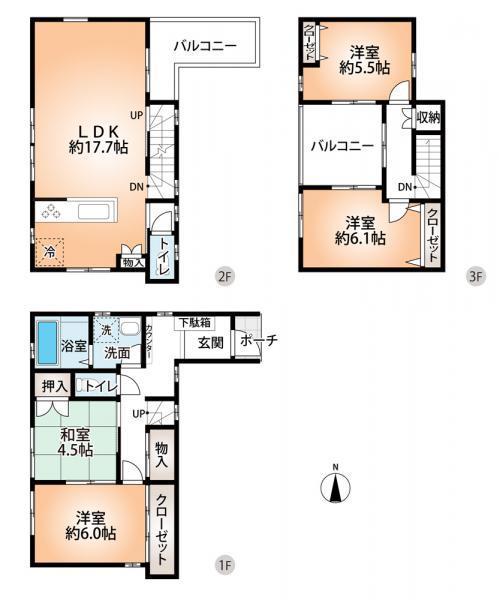 Floor plan. 39,800,000 yen, 4LDK, Land area 93.47 sq m , Building area 100.44 sq m