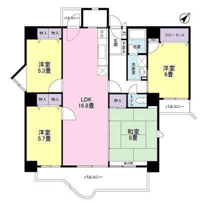 Floor plan. Floor plan is 4LDK of occupied area 90.46 sq m.