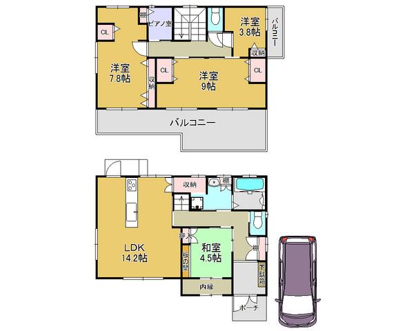 Floor plan. 43,900,000 yen, 4LDK, Land area 151.95 sq m , Building area 108.89 sq m