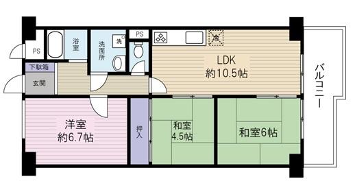 Floor plan. 3LDK, Price 8.9 million yen, Occupied area 66.36 sq m , Balcony area 8.75 sq m