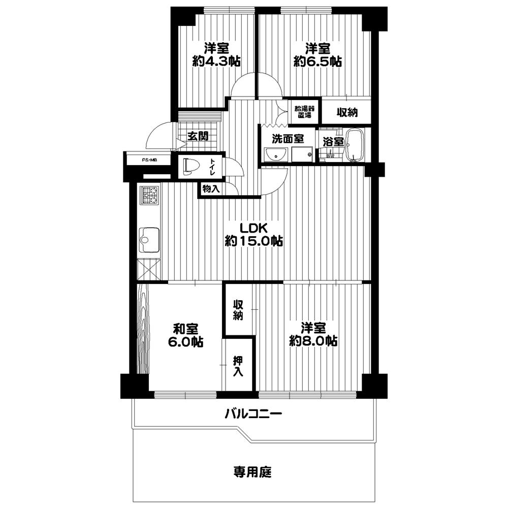 Floor plan. 4LDK, Price 16,900,000 yen, Occupied area 92.04 sq m , Balcony area 9.95 sq m