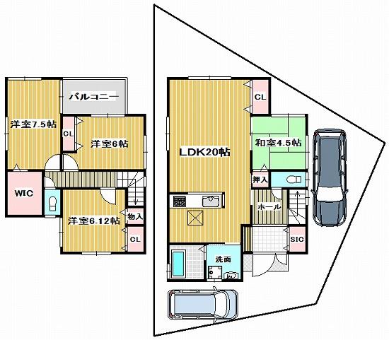 Floor plan. (A No. land), Price 43,900,000 yen, 4LDK+S, Land area 137.41 sq m , Building area 105.05 sq m