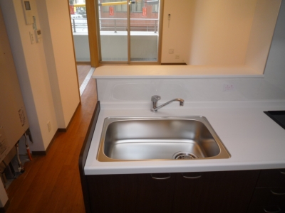 Kitchen. Sink is also a spacious kitchen counters!