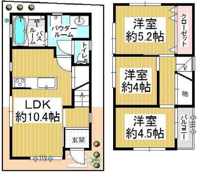 Floor plan. 20.8 million yen, 3LDK, Land area 40 sq m , Building area 58.61 sq m