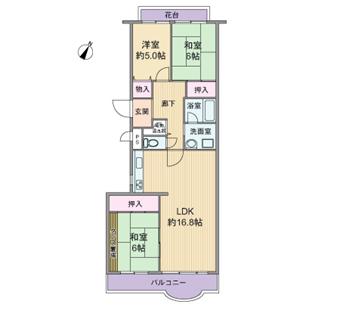 Floor plan. 3LDK, Price 20.8 million yen, Footprint 80.5 sq m , Balcony area 8.45 sq m indoor the entire renovated!