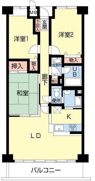Floor plan. 3LDK, Price 17.8 million yen, Occupied area 83.97 sq m , Balcony area 9.45 sq m