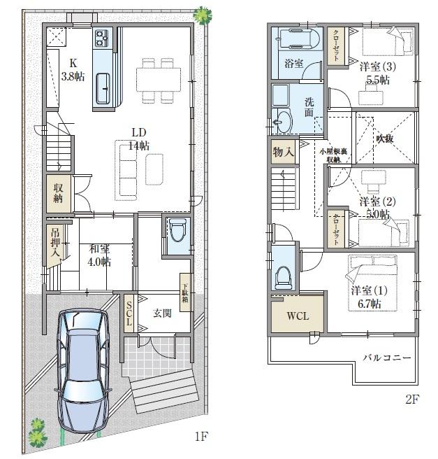 Floor plan. 39,800,000 yen, 4LDK, Land area 90.07 sq m , Building area 96.88 sq m