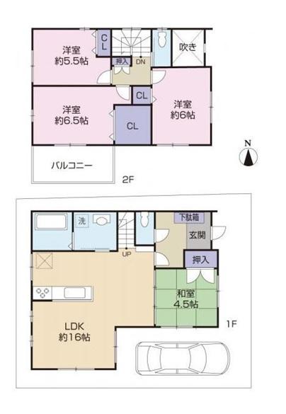Floor plan. 33,800,000 yen, 4LDK, Land area 90.92 sq m , Building area 90.18 sq m