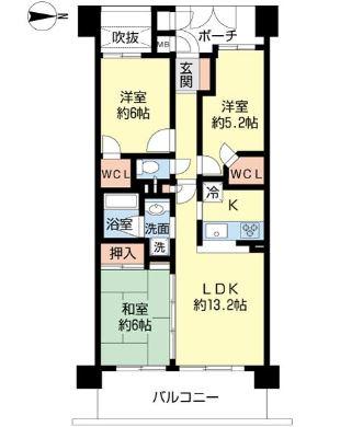 Floor plan. 3LDK, Price 21,800,000 yen, Occupied area 67.11 sq m , There is floor heating on the balcony area 12 sq m living-dining It is the room carefully your.