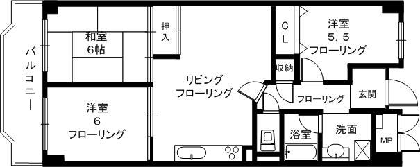 Floor plan. 3LDK, Price 11.8 million yen, Occupied area 64.26 sq m , Balcony area 7.5 sq m