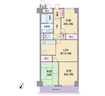 Floor plan. 3LDK, Price 17.5 million yen, Occupied area 63.28 sq m , Balcony area 6.72 sq m
