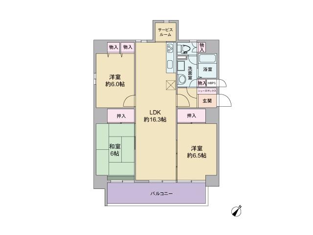 Floor plan. 3LDK, Price 20.8 million yen, Footprint 77.9 sq m , Balcony area 12.54 sq m room renovated!