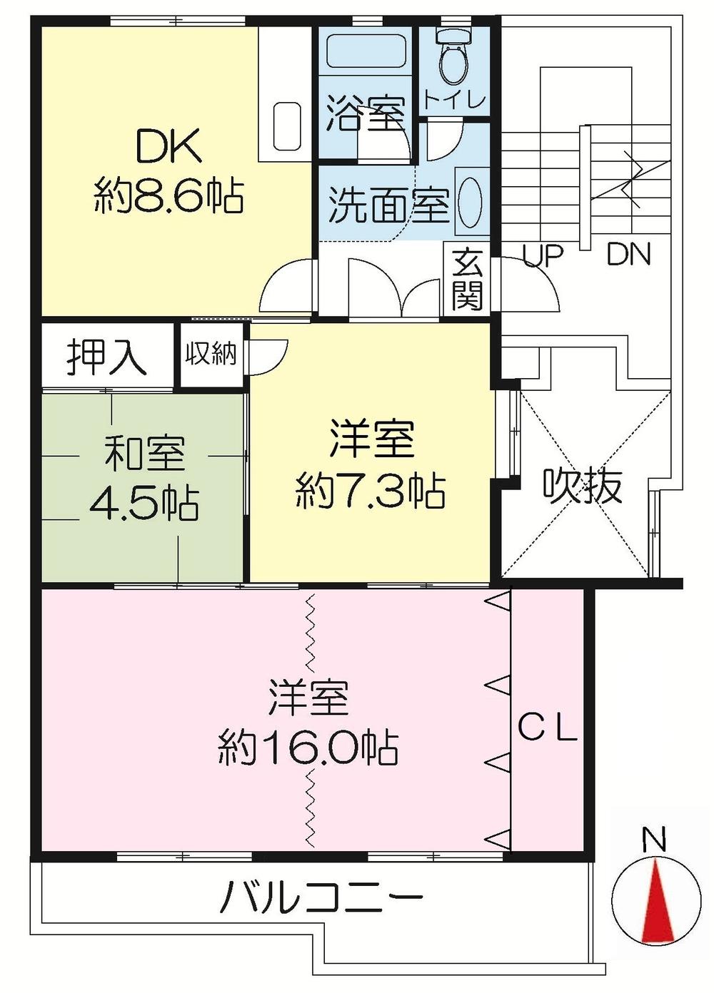 Floor plan. 3DK, Price 13.8 million yen, Occupied area 70.92 sq m , Balcony area 9 sq m
