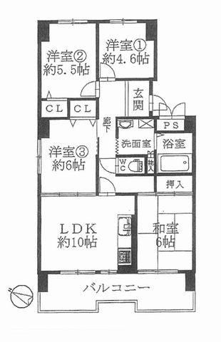 Floor plan. 4LDK, Price 15.5 million yen, Occupied area 75.07 sq m , Balcony area 10.8 sq m Floor