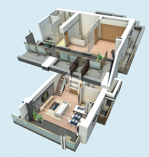 Room and equipment. Roof balcony on the upper floor, Balcony is provided on the lower floor, ventilation ・ It is open-minded south-facing plan with excellent lighting (maisonette dwelling unit conceptual diagram (Jm type))