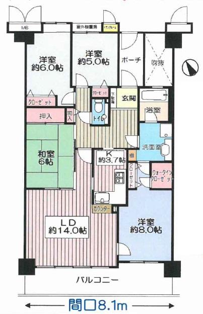 Floor plan. 4LDK, Price 25,800,000 yen, Occupied area 95.93 sq m , For 4LDK at 95.93 sq m of balcony area 12.66 sq m room, Very good floor plan easy to use.