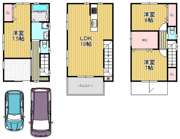 Floor plan. 31,800,000 yen, 3LDK, Land area 75.14 sq m , Building area 106.01 sq m