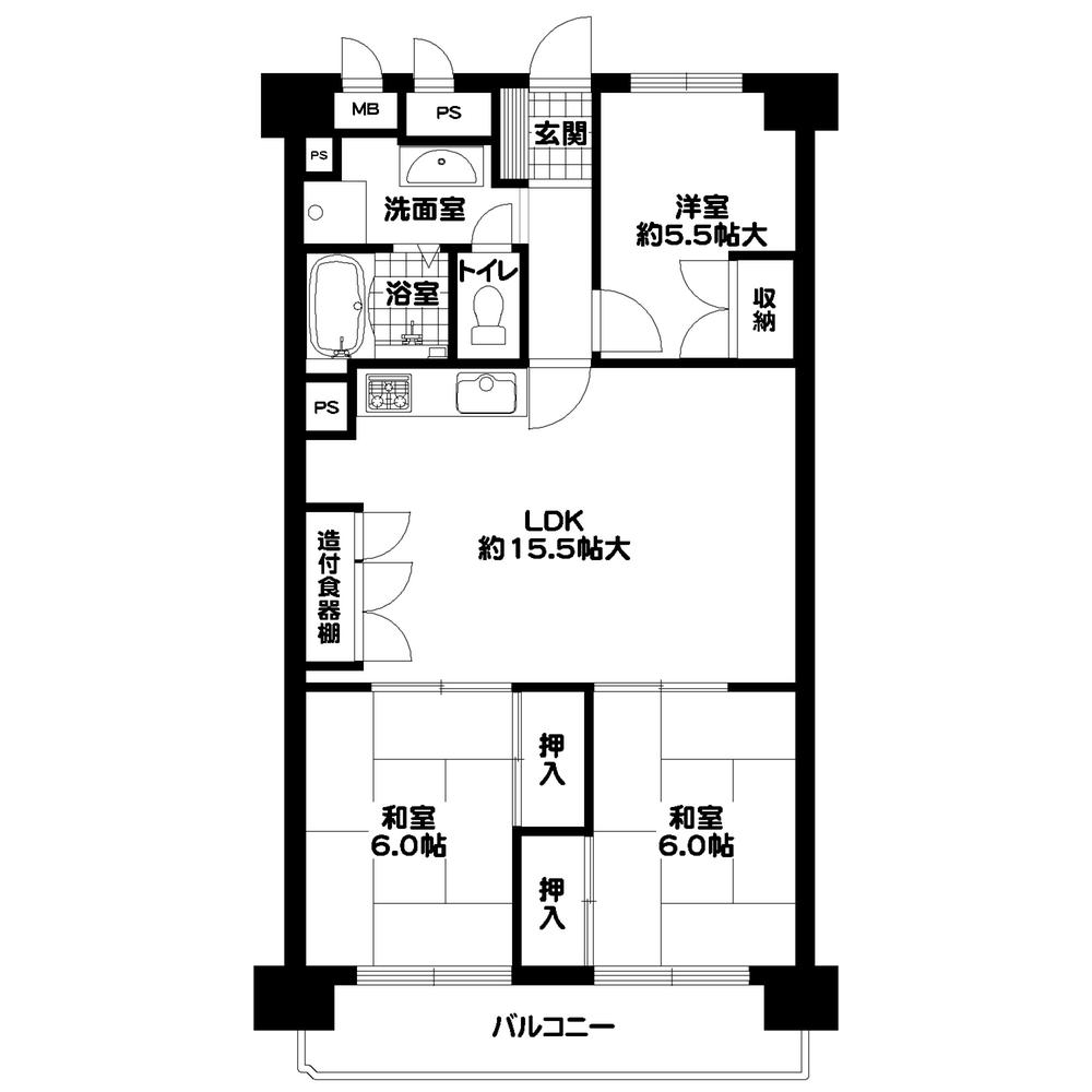 Floor plan. 3LDK, Price 15.8 million yen, Footprint 71.5 sq m , Balcony area 8.78 sq m