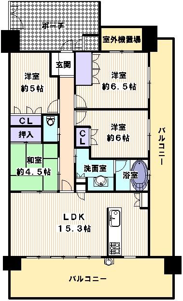 Floor plan. 4LDK, Price 31,800,000 yen, Occupied area 82.08 sq m , For the balcony area 15.2 sq m square room, There balcony of the wide span two surfaces. You plenty of sunlight and wind microcomputer in the room.
