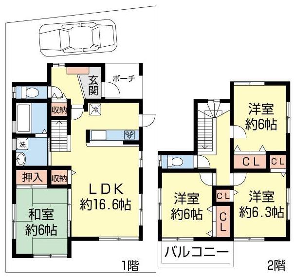 Floor plan. 36,951,000 yen, 4LDK, Land area 106.13 sq m , Building area 99.59 sq m