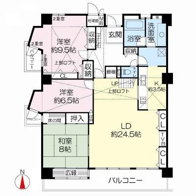 Floor plan. 3LDK, Price 41,800,000 yen, Footprint 130.18 sq m , Balcony area 19.18 sq m