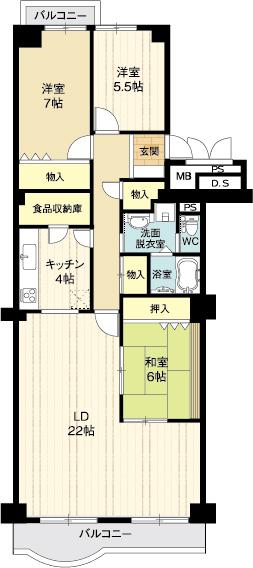 Floor plan. 3LDK, Price 17 million yen, Footprint 100.46 sq m , Balcony area 10.24 sq m