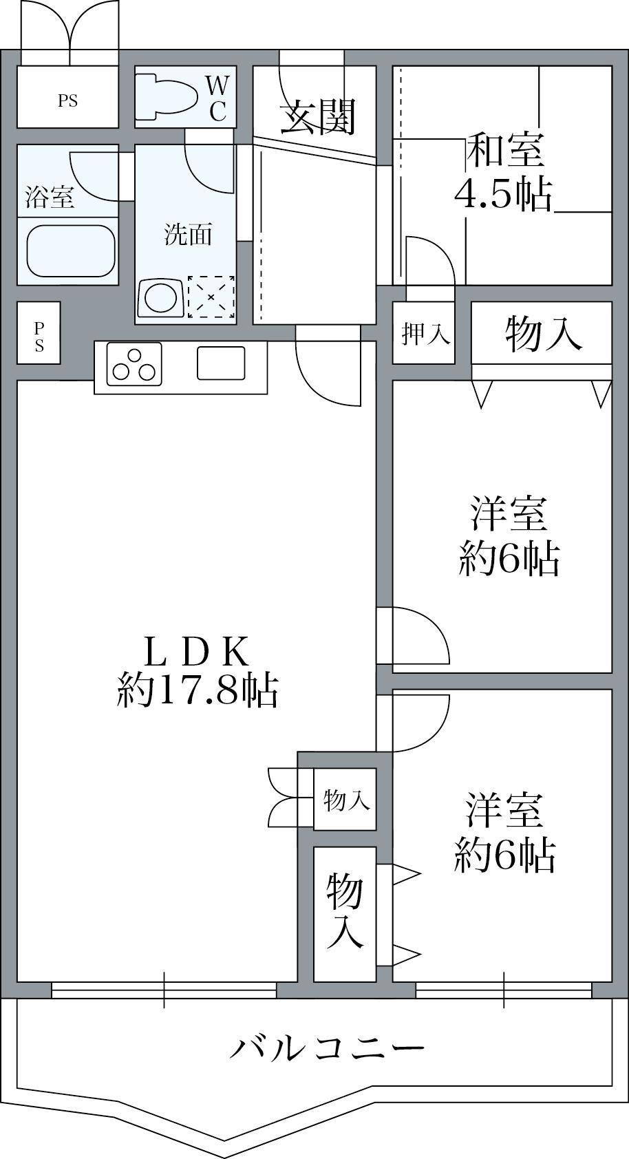 Floor plan. 3LDK, Price 20.8 million yen, Occupied area 71.27 sq m , Balcony area 6.97 sq m