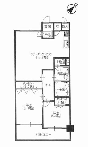 Floor plan. 2LDK, Price 11.8 million yen, Occupied area 62.72 sq m Floor