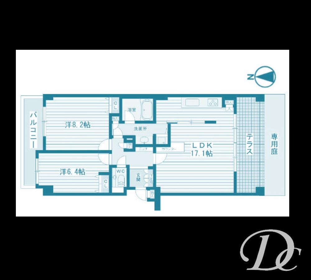 Floor plan. 2LDK, Price 23.5 million yen, Occupied area 73.03 sq m , Balcony area 19.78 sq m
