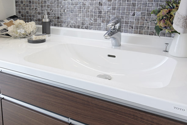 Bathing-wash room.  [Counter-integrated basin bowl] Care is also simple, All-in-one style of seamless in a bowl and counter artificial marble (same specifications)