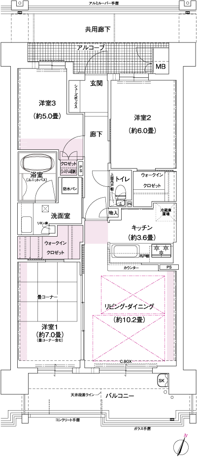 Floor: 3LDK, occupied area: 72.99 sq m, Price: 34.1 million yen