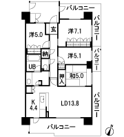 Floor: 4LDK + N (storeroom), the occupied area: 90.06 sq m, Price: 47.4 million yen